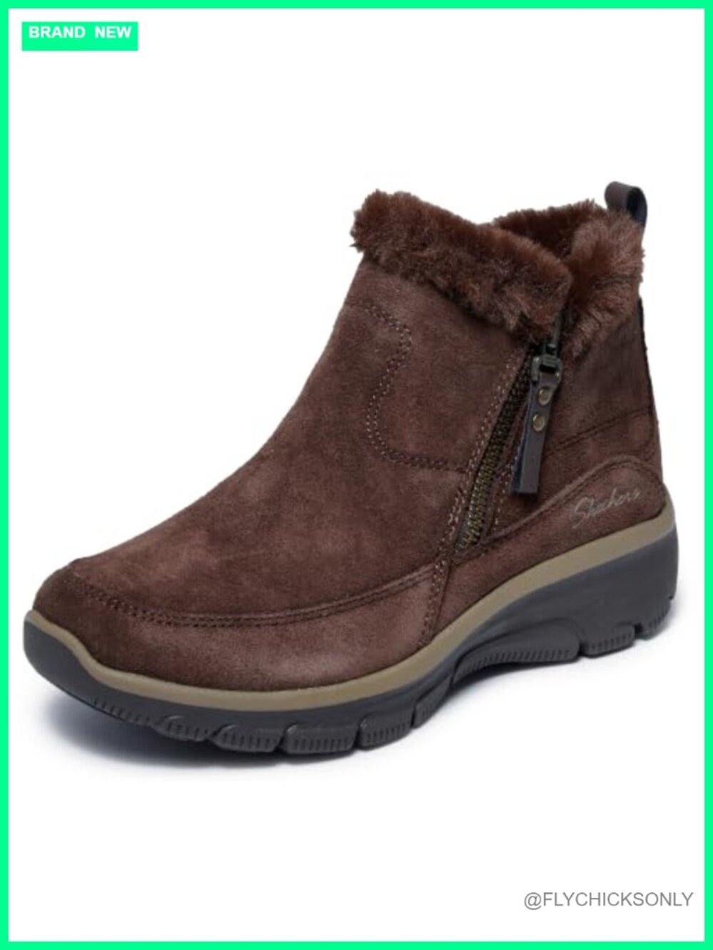 Skechers Relaxed Fit Suede Ankle Bootie with Side Zip & Memory Foam